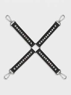 Diamond Hogtie Connector with Studs & Faux Leather - Luxurious hogtie accessory featuring radiant diamond accents, designed for enhanced sensory stimulation and secure restraint.