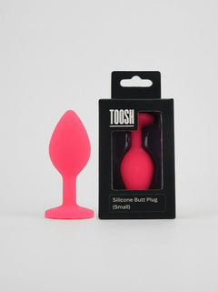 Toosh Silicone Butt Plug with Clear Gem Base - 3 colours and 3 sizes available, smooth tapered silicone butt plug