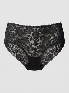 Baci Sexy Black Flower Lace Boyshorts Panty with soft stretch fabric, embracing curves while maintaining luxury; the must-have lace boyshorts for any lingerie collection.