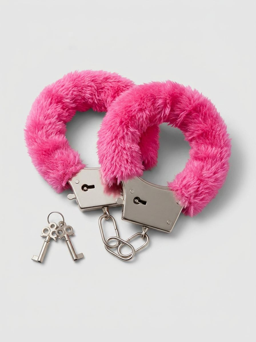 Elegant presentation of Loving Joy Furry Handcuffs highlighting their quick-release unlocking system, ensuring safe use during romantic encounters with Furry Handcuffs.