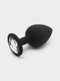 Toosh Silicone Butt Plug with Clear Gem Base - 3 colours and 3 sizes available, luxury purple silicone butt plug