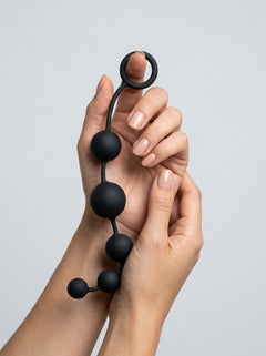 Elegantly presented Large Silicone Anal Beads for Advanced Play in 3 Sizes by Scandals, featuring a flexible and body-safe silicone material.