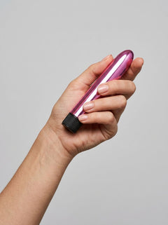 Chic and stylish Smooth Metallic Large 6.5" Metallic Bullet Vibrator, ideal for luxury personal experiences.