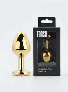 Toosh Metal Butt Plug With Gems - Aluminium Alloy, Jewelled Base, Beginner Friendly metal butt plug with luxury silver styling