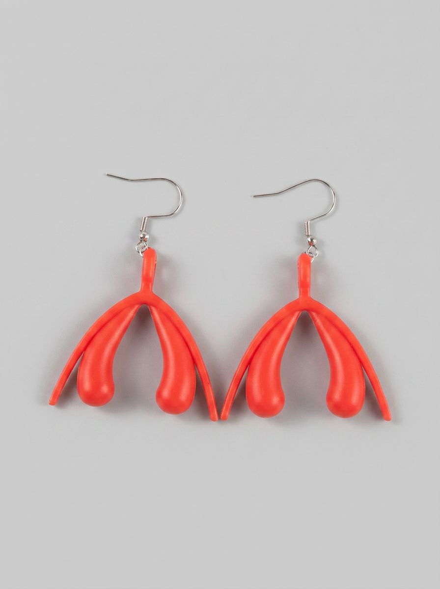 Elegant Minimalist 3D Printed Clitoris Drop Earrings in various colours, showcasing a bold design that celebrates body positivity.