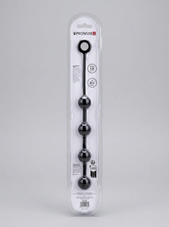 Prowler RED Silicone Anal Beads in packaging, clearly labelled as Medium, exuding a luxurious appeal for anal pleasure.