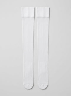 White Dreamgirl WomenÕs Sheer Thigh High Stockings with Plain Top and Back Seam, refined thigh-high design