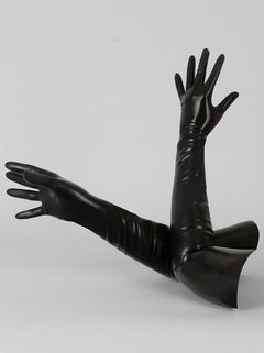 Black Latex Gloves - Durable and Stylish Unisex Gloves, sophisticated glossy black latex gloves accessory