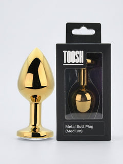 Toosh Metal Butt Plug With Gems - Aluminium Alloy, Jewelled Base, Beginner Friendly metal butt plug with smooth rounded tip