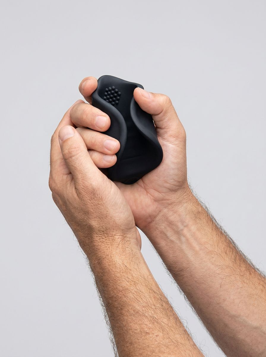 Me You Us Signature The Vibrating Open Stroker vibrating stroker in black, front view