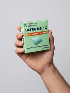 Ultra Meltz Herbal Oral Dissolving Film strips by GB Supplements, vegan aphrodisiac supplement for enhanced intimacy.