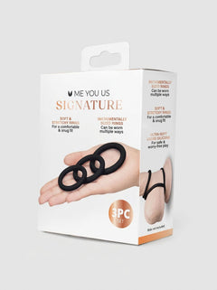 Me You Us Signature The Chubby Silicone Cock Ring 3Pc Set, snug-fit silicone cock ring set