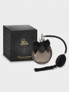 L'essence du Boudoir luxurious bed and lingerie perfume showcasing the enchanting bottle design.
