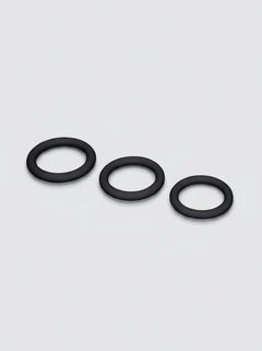 Me You Us Signature The Chubby Silicone Cock Ring 3Pc Set, black cock ring set detail