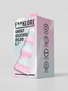 F**kLore Ghost Silicone Tiered Textured Fantasy Dildo and branded box showing the 6.7-inch fantasy dildo design