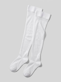White Dreamgirl WomenÕs Plus Size Sheer Thigh High Stockings with Plain Top and Back Seam