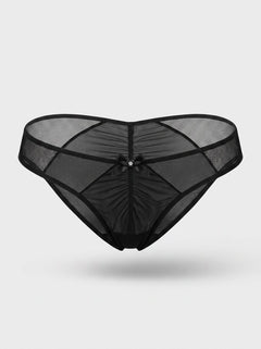 Stylish Rene Rofe Black Crotchless Fishnet Panty featuring a classic fishnet design, perfect for adding a luxurious touch to your lingerie collection.