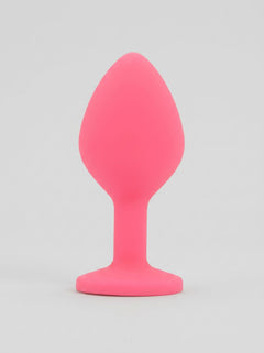 Toosh Silicone Butt Plug with Clear Gem Base - 3 colours and 3 sizes available, flexible body-safe silicone butt plug