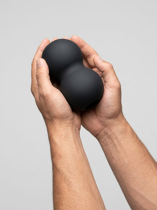 Me You Us Signature The Bubble Dual Ended Stroker in black, luxury textured stroker product view