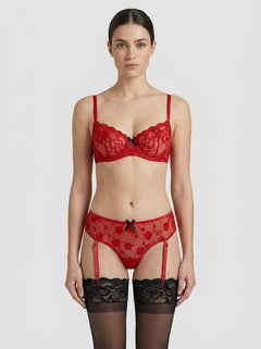 Sensual Baci Rose Open Crotch Boyshorts accentuating curves with an alluring open design and exquisite lace details for a romantic touch.