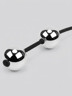 Scandals Heavy Metal Ben Wa Balls displayed alongside a clean toy cleaner, emphasising hygiene and care in luxury kegel ball experiences with metal ben wa balls.
