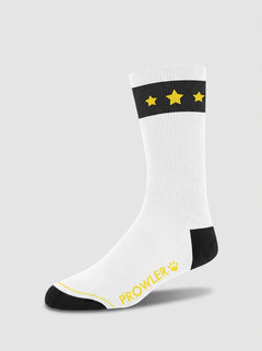 Prowler Gold Star Cotton Crew Socks showcasing the playful LGBTQ+ inspired design and comfortable crew length