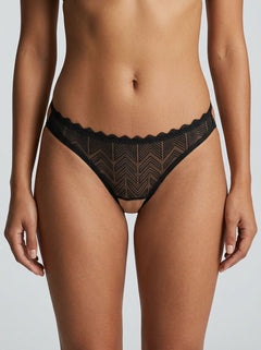 Close-up of the Rene Rofe Exquisite Trap Crotchless Strappy Panty – Black, showcasing the intricate strappy design and sleek black finish ideal for seductive styling.