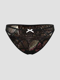 Romantic and flirtatious Baby Mesh Crotchless Panty, designed with delicate lace appliqués, perfect for those seeking a luxury baby mesh crotchless panty.