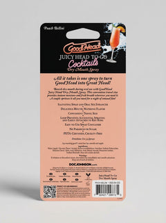 GoodHead Juicy Head Cocktails Dry Mouth Salivating Oral Spray Peach Bellini To-Go packaging rear view