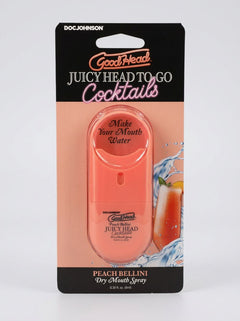 GoodHead Juicy Head Cocktails Dry Mouth Salivating Oral Spray Peach Bellini To-Go product packaging front