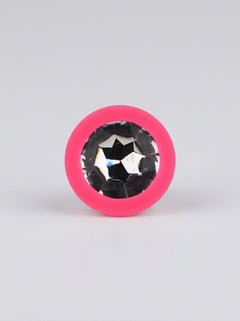 Toosh Silicone Butt Plug with Clear Gem Base - 3 colours and 3 sizes available, three-size silicone butt plug range