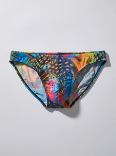Stylish Male Power Print Brazilian Bikini, combining bold designs with a supportive pouch, ideal for modern brazilian bikini briefs.