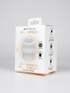 Me You Us Signature The Silicone Oral Dual Ended Stroker, refined textured dual ended stroker for controlled stimulation