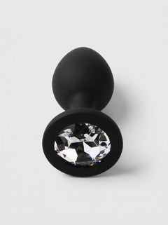 Toosh Silicone Butt Plug with Clear Gem Base - 3 colours and 3 sizes available, tapered silicone butt plug design