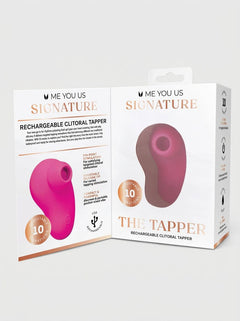 Me You Us Signature The Tapper Clitoral Pulsating Suction Vibrator showcasing the discreet one size design