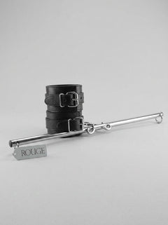 Close-up of the leather cuffs on the Adjustable 24-38 Inch Leather Leg Spreader Bondage Bar - premium quality leg spreader bondage accessories crafted for pleasure.