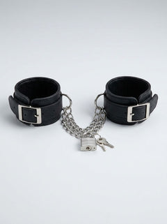 Lux Fetish Heavy-Duty Leatherette Cuffs-Unisex for Ultimate Bondage and Kinky Play - showcasing the stylish and rugged aesthetics of these premium cuffs.