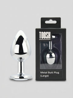 Toosh Metal Butt Plug With Gems - Aluminium Alloy, Jewelled Base, Beginner Friendly metal butt plug showing its flared jewelled base