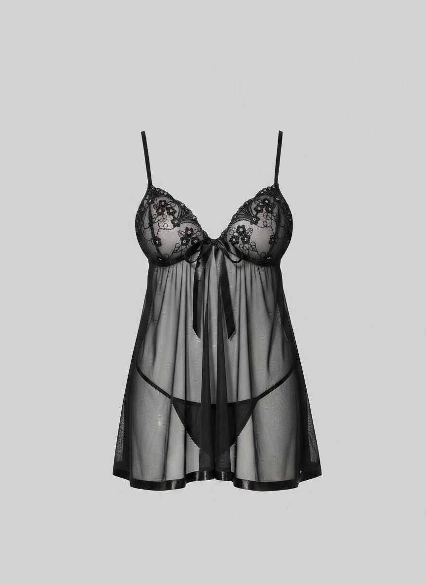 Scandals Sheer Floral Babydoll - Seductive Lingerie for Intimate Nights