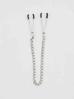 Elegant Bound to Please Adjustable Rubber Tip Nipple Clamps & Chain - exquisite nipple clamps perfect for enhancing BDSM experiences.