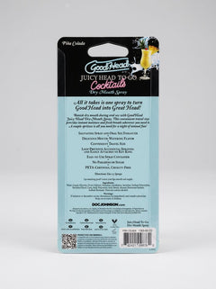 GoodHead Juicy Head Cocktails Dry Mouth Salivating Oral Spray Piña Colada To-Go packaging rear view