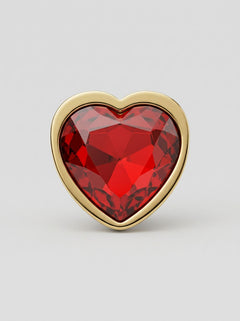 Toosh Heart Shaped Metal Butt Plug with Red Stone - S, M and L, red gemstone metal Butt Plug with smooth polished finish