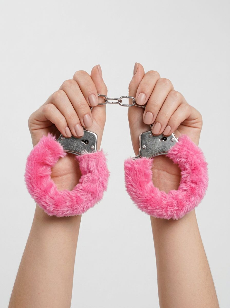 Heavy duty furry handcuffs by Bound to Play, adjustable and comfortable cuffs with soft fur lining for secure restraint.