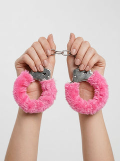 Stylish Heavy Duty Furry Handcuffs by Bound to Play in alluring red, perfect for intimate adventures.