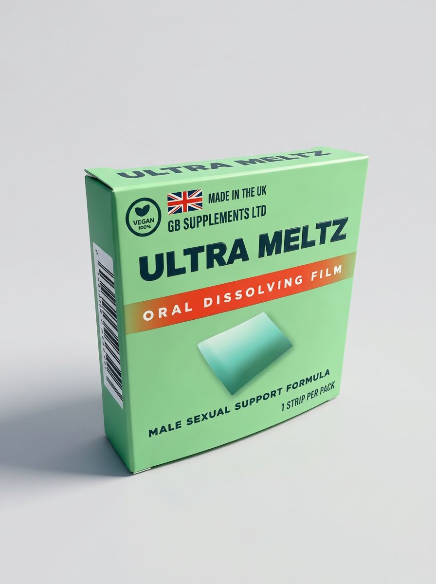 Herbal vegan oral dissolving strips from GB Supplements, Ultra Meltz Oral Dissolving Film, used as aphrodisiacs and enhancers.
