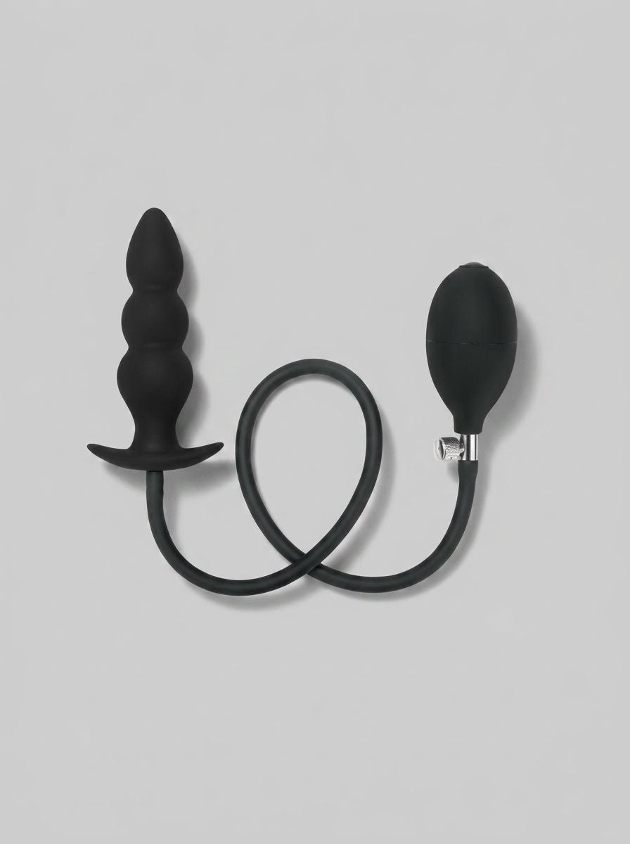 Me You Us inflatable beaded silicone butt plug with textured beads and smooth base for comfortable anal stimulation.