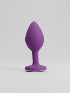 Toosh Silicone Butt Plug with Clear Gem Base - 3 colours and 3 sizes available, black silicone butt plug with jewel base