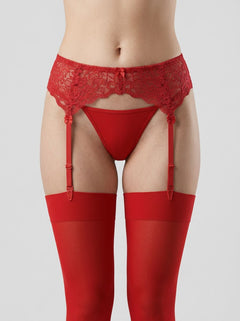 Luxurious Embroidered Flower Lace Suspender Garter Belt adorned with satin bow detailing, perfect for special occasions.