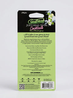 GoodHead Juicy Head Cocktails Dry Mouth Salivating Oral Spray Mojito To-Go packaging rear view