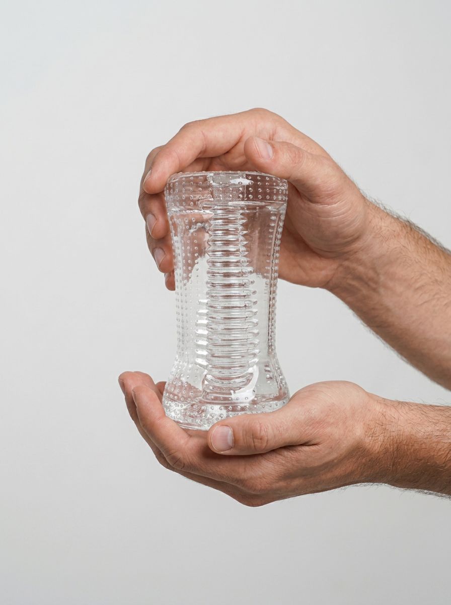 Transparent Ripple Dual End Stroker male masturbator by Me You Us, showing textured interior and sleek exterior design.